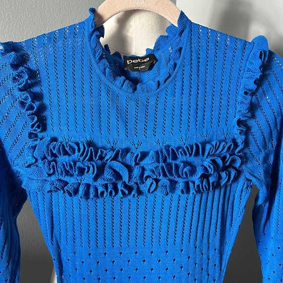 Bebe Knit Dress Ruffle Chest and Hem size Small - Picture 10 of 14